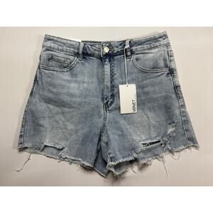NWT Vervet Women's Cortney Stretch Denim Cut Off Mom Shorts - Size L (30x3.5)